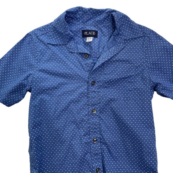 Boys Button Down Dress Shirt Boys Childrens Place Size 7 8 M Short Sleeve u - Picture 2 of 4